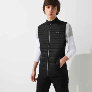 Lacoste SPORT Lightweight Water-Resistant Quilted Golf Vest Pánské - Vesty Černé | CZ-4nO7co